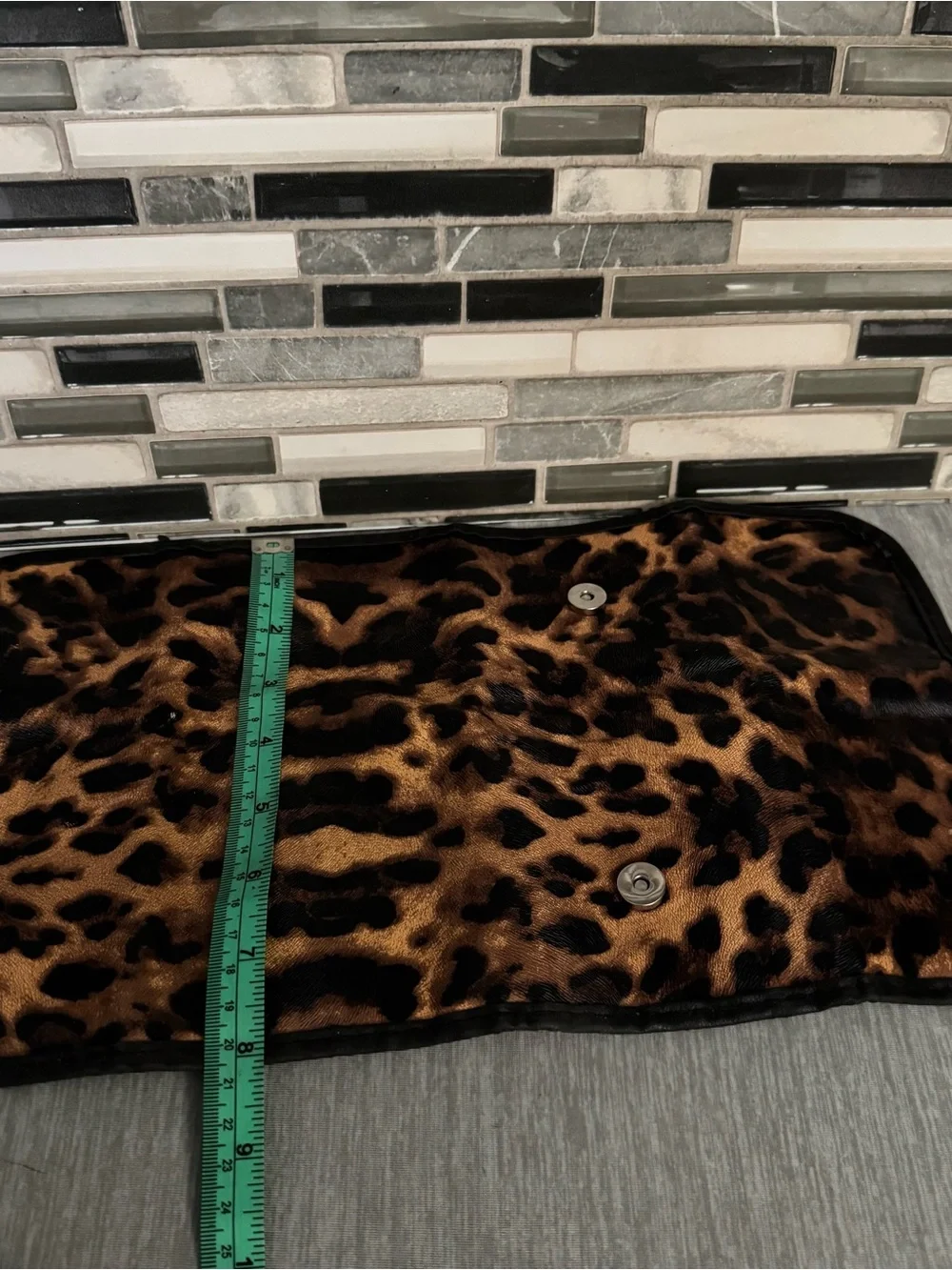 Leopard Print Travel Roll-Up Makeup Brush Organizer Case